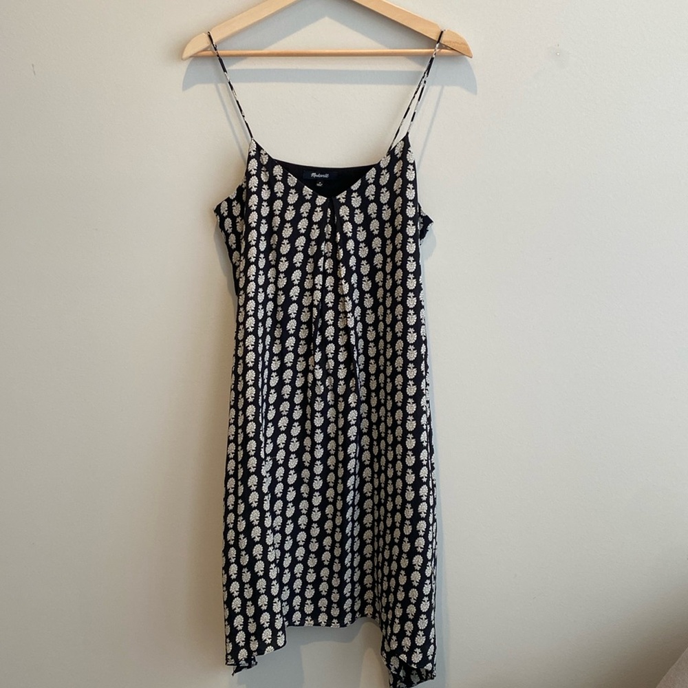Madewell Black Dress with White Paisley Print Medium